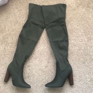 Thigh-High Olive Lycra Boots